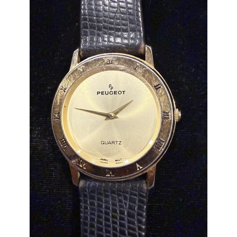 Lot of 2 Vintage‎ Peugeot Quartz Watches – Gold Tone, For Repair/Parts